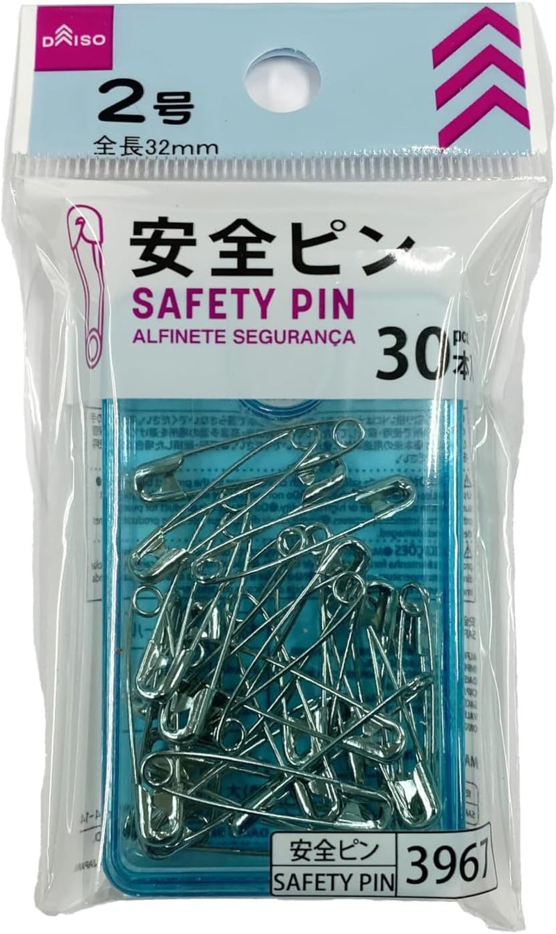 Daiso Safety Pins, Silver - 30 Pcs